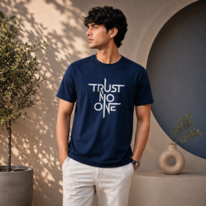 Trust No One Front Print T-Shirt | 200 GSM 100% Cotton | Double Bio Washed