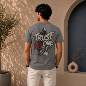 Trust No One Back Print T-Shirt | 200 GSM 100% Cotton | Double Bio Washed