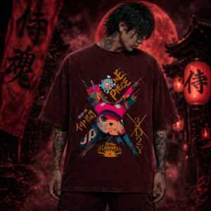 Anime Inspired Snakeman Graphic Acid Wash Oversized T-Shirt | 240 GSM French Terry