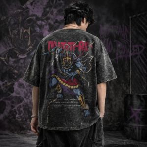 Anime Oni Warrior Oversized Acid Wash T-Shirt – 240 GSM French Terry | Premium Streetwear by VastraVista