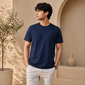 Premium 180 GSM Double Bio-Washed Regular Fit Cotton T-Shirt